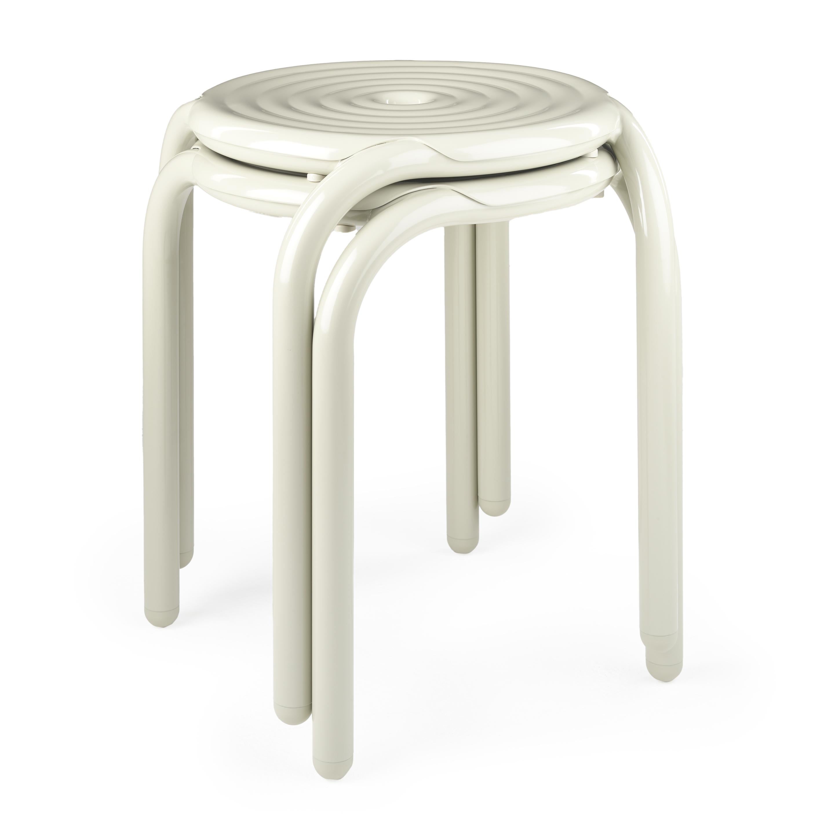 Tom Dixon 'Groove' Aluminum Outdoor Stool in Putty For Sale 1