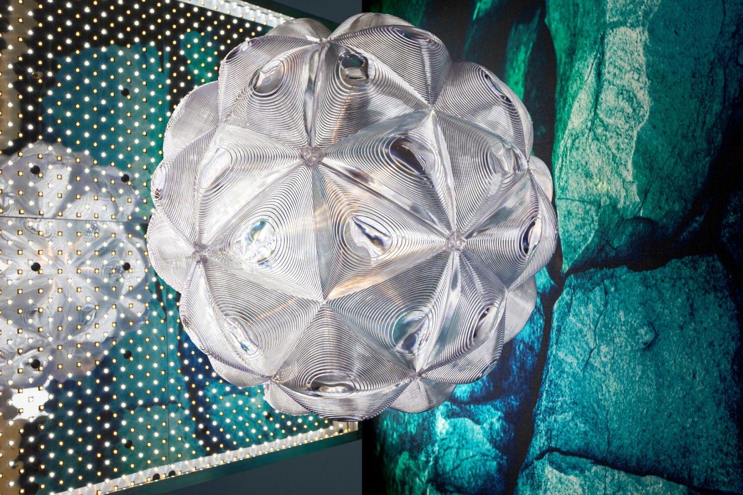 Modern Tom Dixon Lens Pendant Fixture, Spherical Ceiling Light, Globe Chandelier, 2019