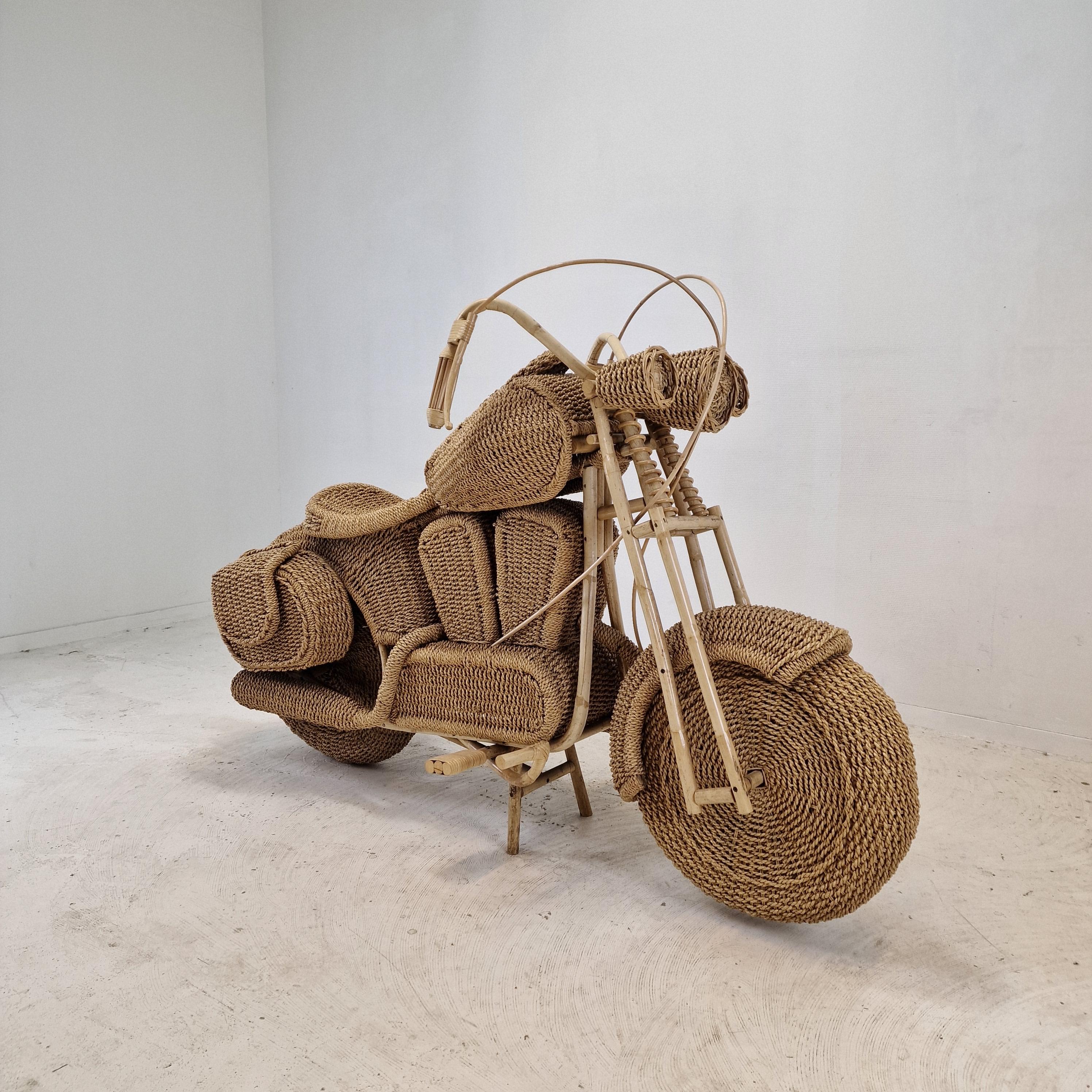 Hand-Woven Tom Dixon Life Size Harley Davidson Motorcycle, 1980's For Sale