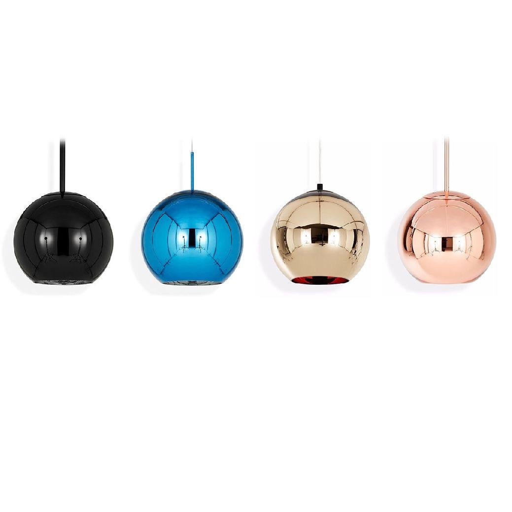 blue and copper pendant light
