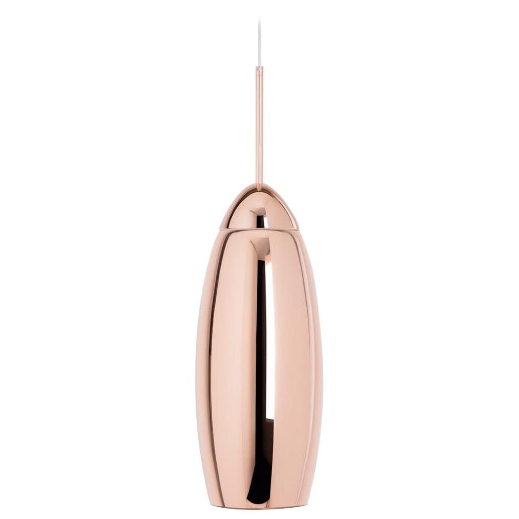 Lampe à suspension industrielle minimaliste haute en cuivre de Tom Dixon, contemporaine, britannique  en vente