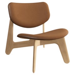 Silla de salón "Slab" Tom Dixon de madera de roble natural y piel coñac