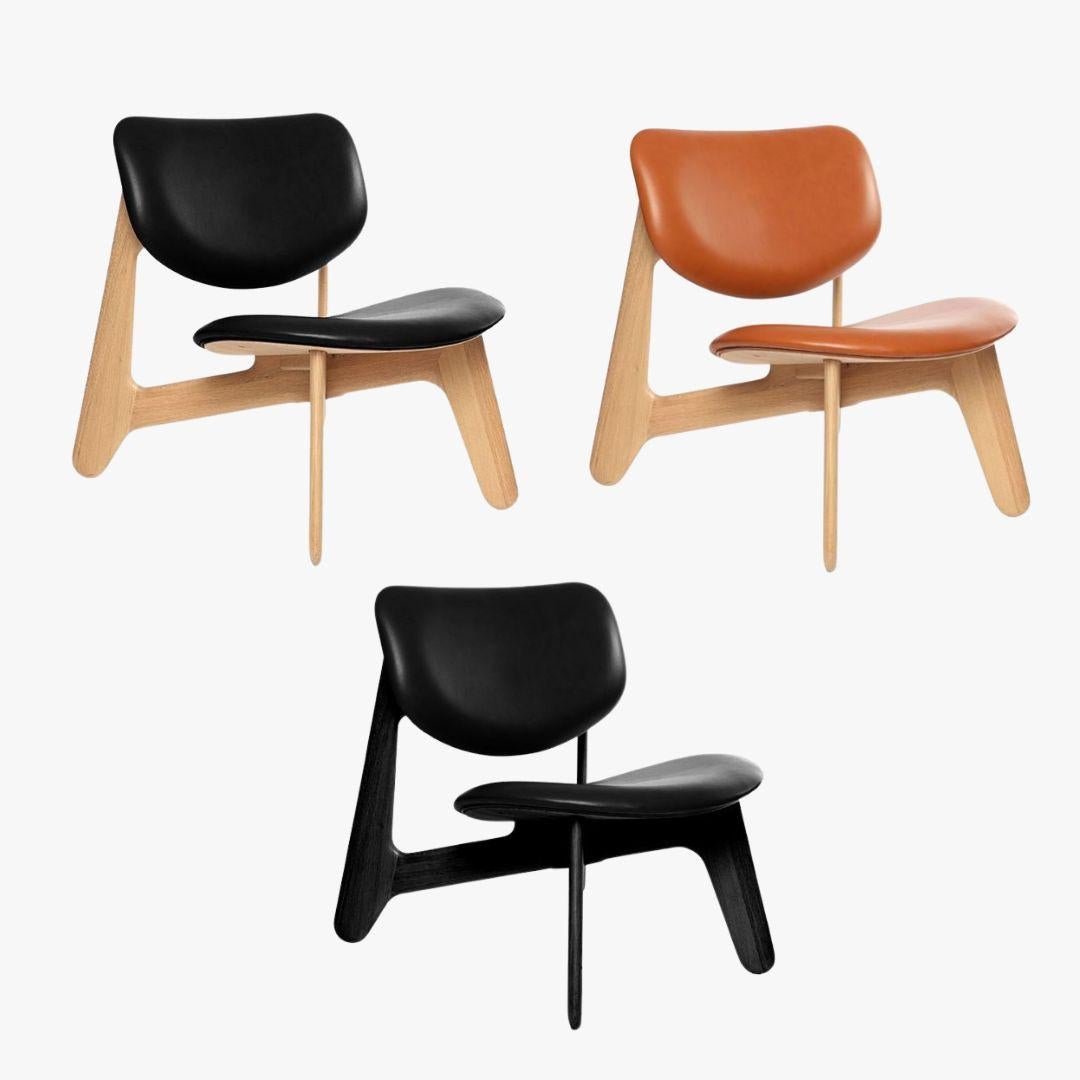 Tom Dixon Natural Oak Wood and Black Leather 'Slab' Lounge Chair For Sale 5