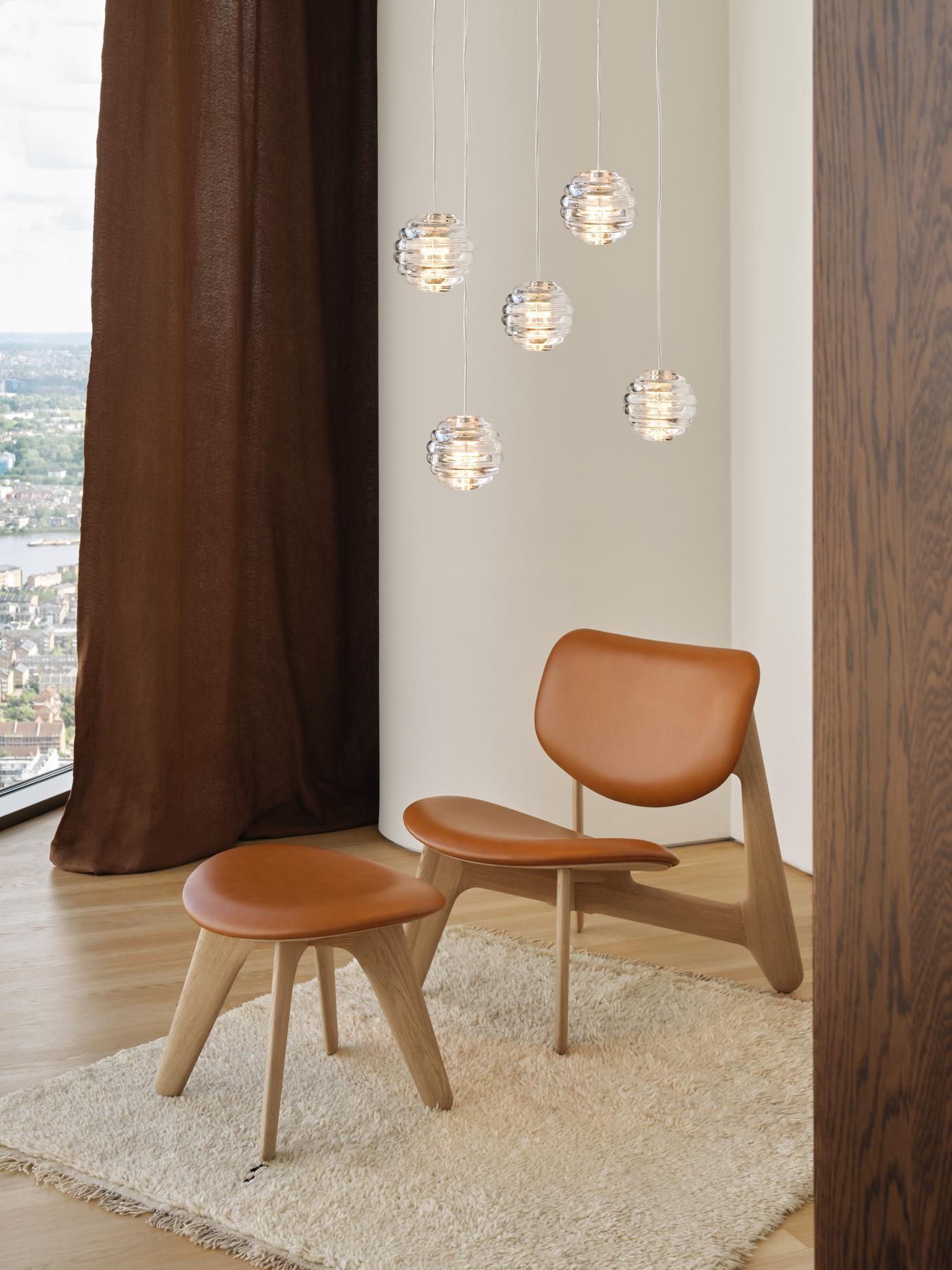British Tom Dixon Natural Oak Wood and Black Leather 'Slab' Lounge Chair For Sale