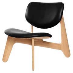 Tom Dixon Natural Oak Wood and Black Leather 'Slab' Lounge Chair
