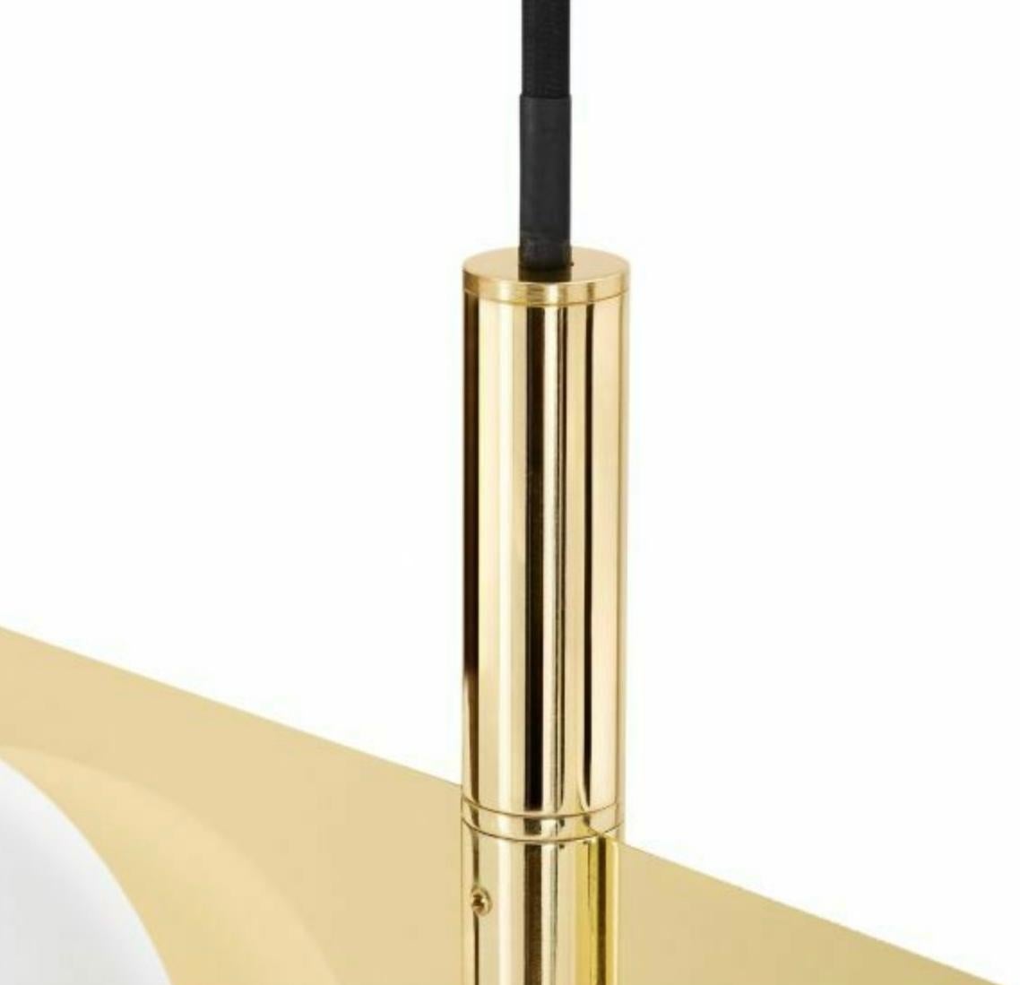 Contemporary Tom Dixon Plane Brass Drop Chandelier, 4-Layer, White Glass, Geometric Mod Light