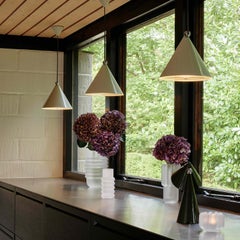 Tom Dixon 'Pose' 10-inch High Gloss Off-White Conical Adjustable Steel Pendant