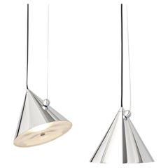 Tom Dixon 'Pose' 10-Zoll polierter, konischer, verstellbarer Stahlanhänger in Silber