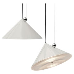 Tom Dixon 'Pose' Putty Off-White High-Gloss Conical Adjustable Steel Pendant