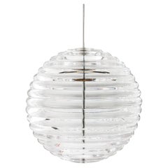 Tom Dixon 'Press' Modern Clear Glass Round Pendant, 11.8-inch diameter