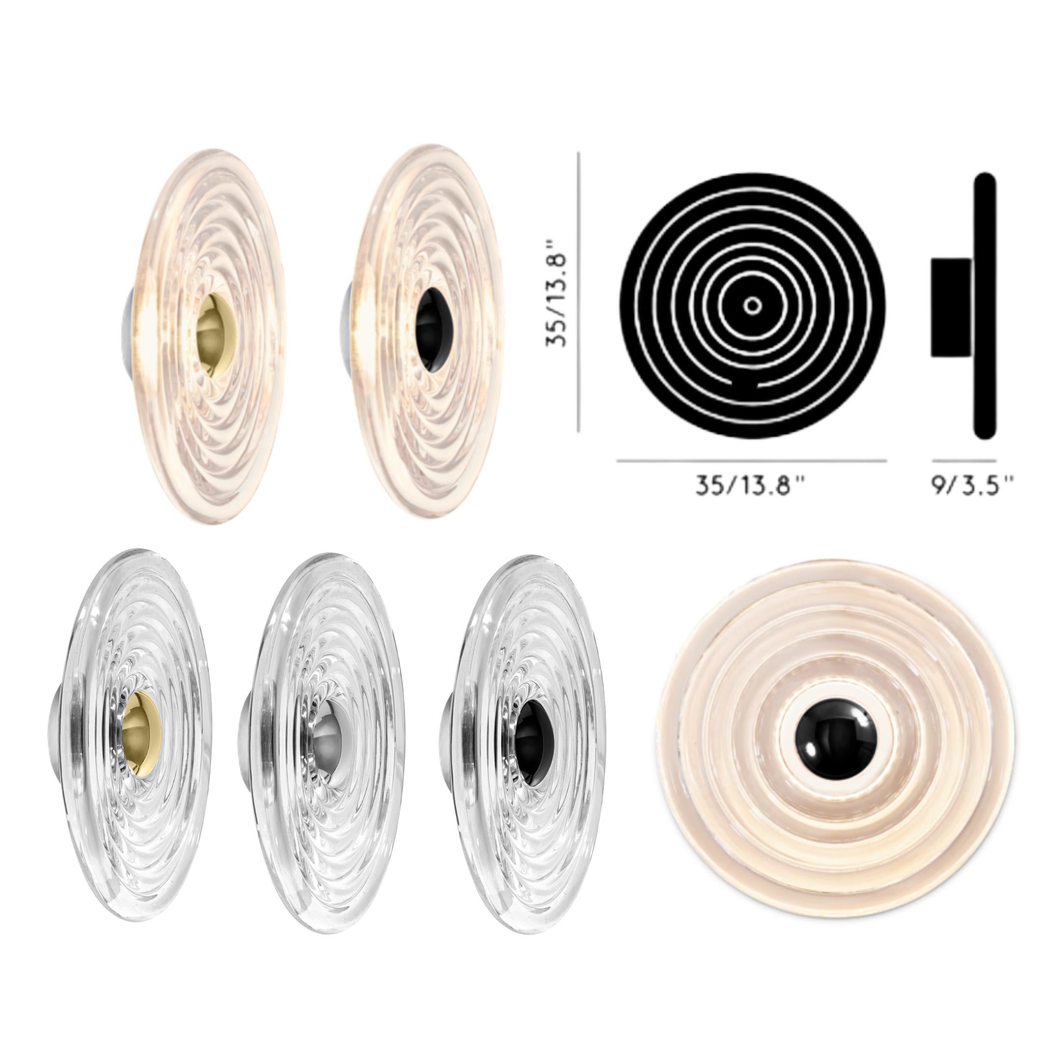 Applique ronde « Press Surface » de Tom Dixon en verre transparent avec capuchon interchangeable en vente 3