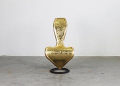 Tom Dixon S-Chair in Gold Leather and Metal Structure by Cappellini 2000s