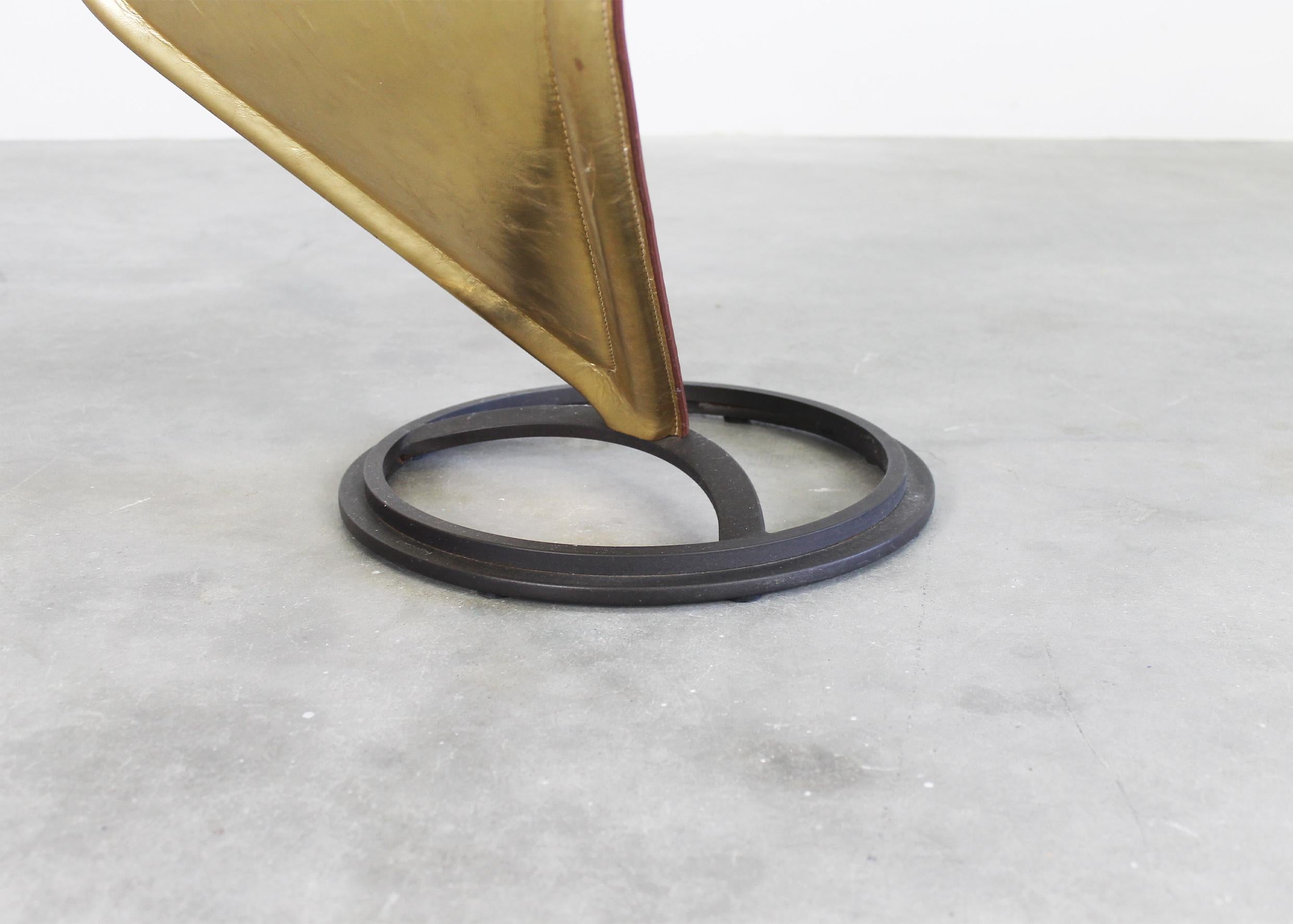 Métal Chaise S de Tom Dixon en cuir doré et structure métallique par Cappellini, années 2000 en vente