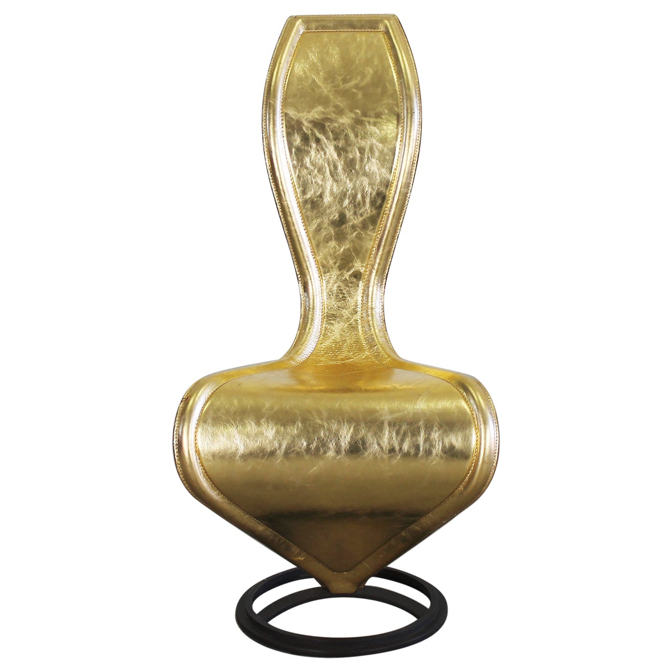 Tom Dixon: S-Stuhl aus goldenem Leder und Metallstruktur von Cappellini, 2000er Jahre