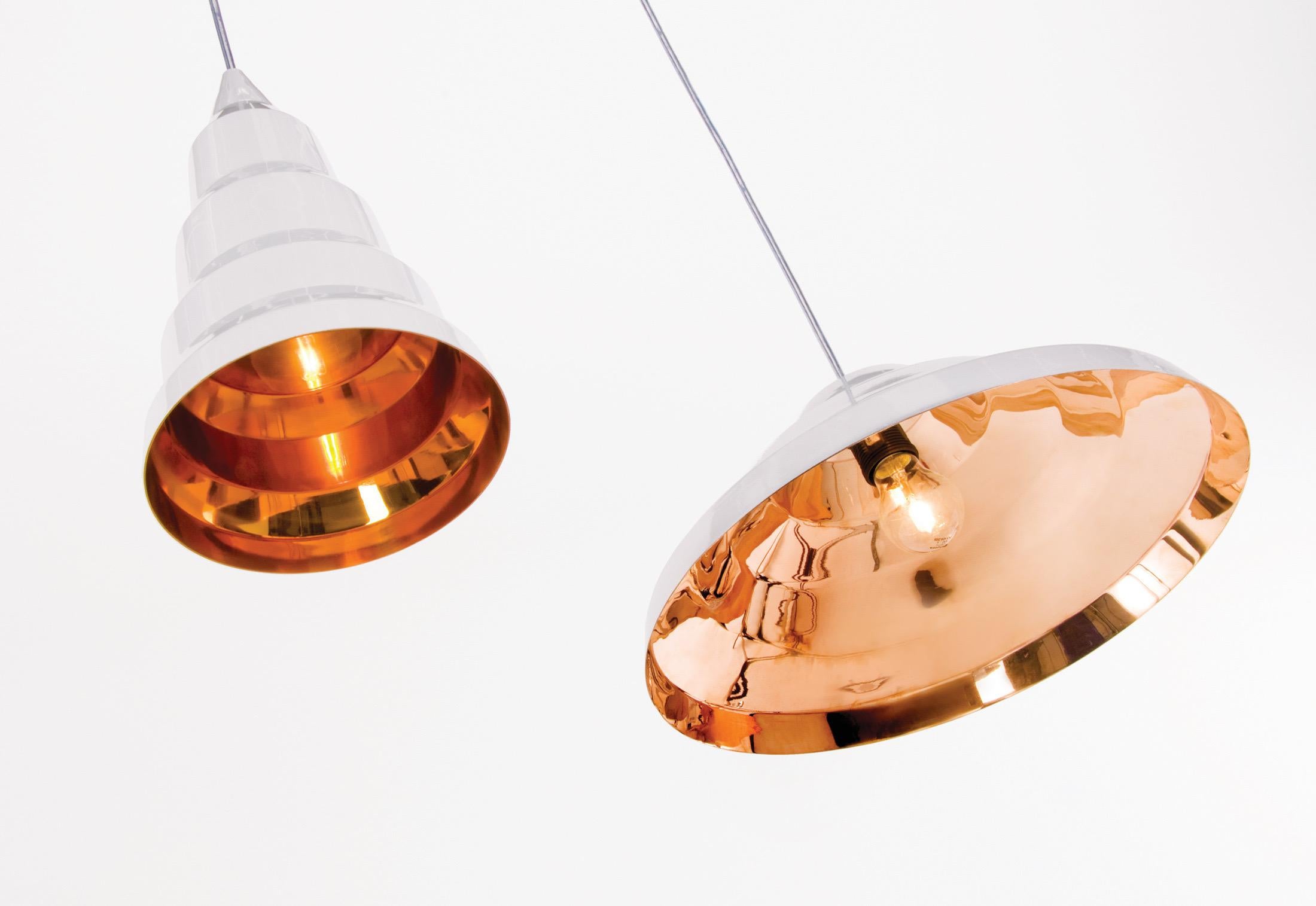 Ensemble de lampes à suspension en cuivre de style contemporain Step Beat Fat & Large de Tom Dixon, Royaume-Uni Excellent état - En vente à Brooklyn, NY