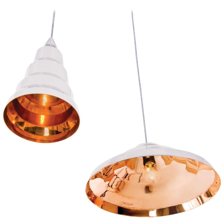 Tom Dixon Step Beat Fat And Wide White, Glass Bead Pendant Light By Tom Dixon