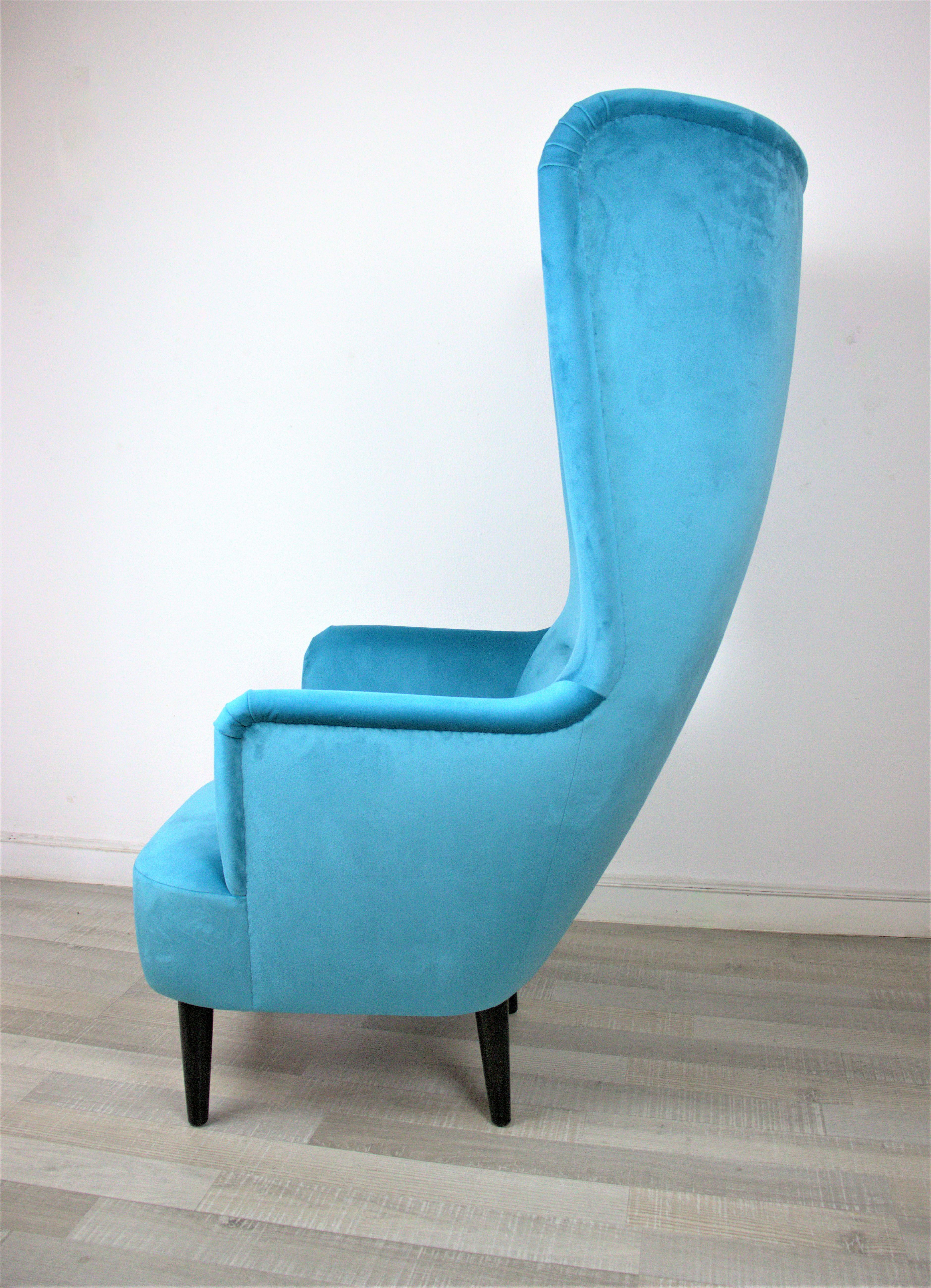 Velvet Tom Dixon Style Armchair For Sale