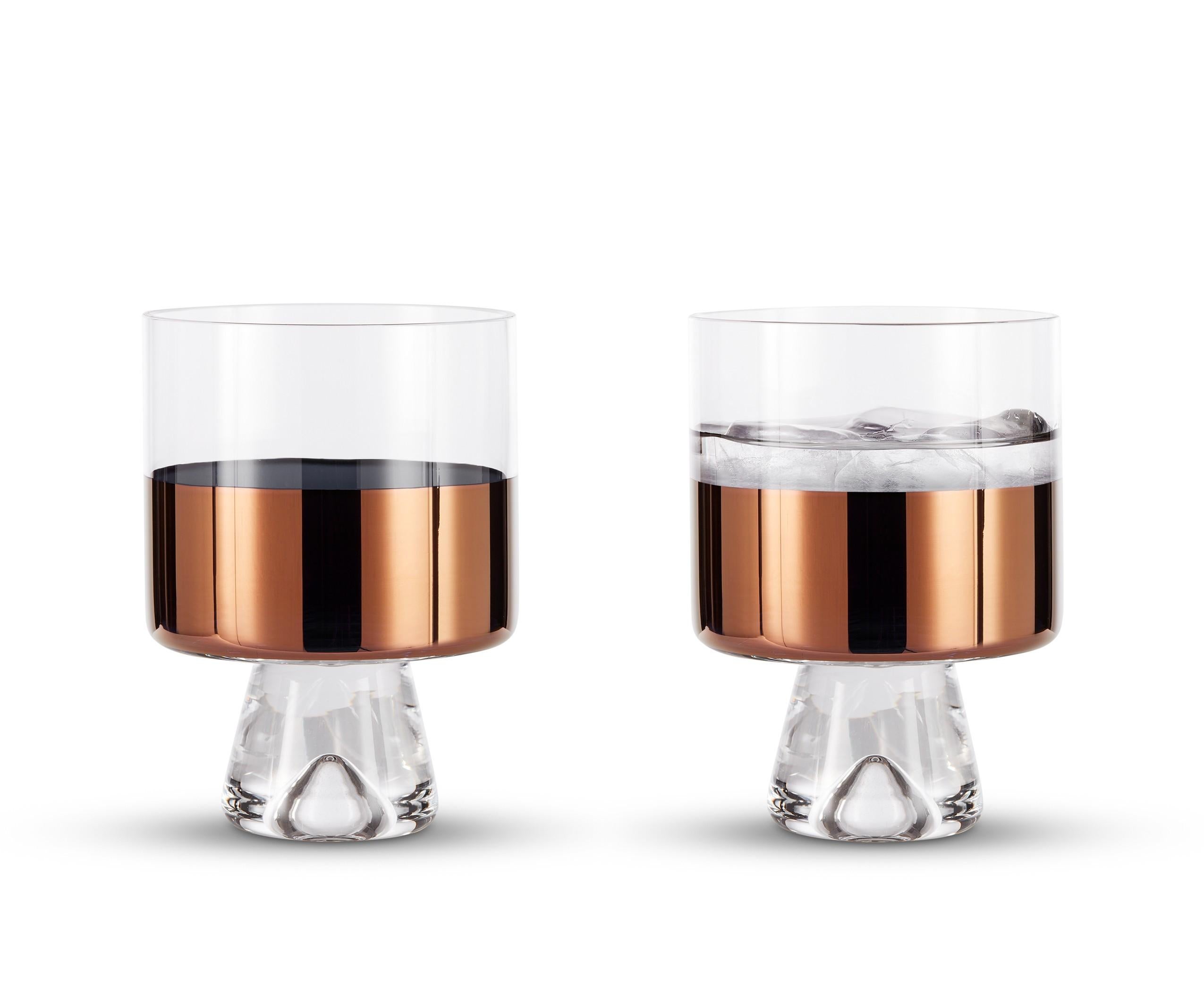 Tank low ball glasses are mouth-blown and ornamented with hand painted copper detailing they go hand in hand with our tank high ball glasses and pair beautifully with items from our Plum range too. Especially made for short drinks, perfect for