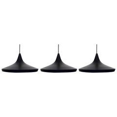 Tom Dixon, Three Pendants "Beat Wide" of Brass, Black Painted Outside