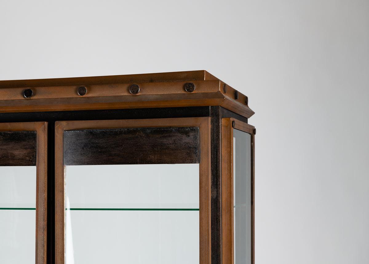 British Tom Dixon, Vertical Vitrine Cabinet in Bronze, Glass & Steel, UK, Circa 1995 For Sale