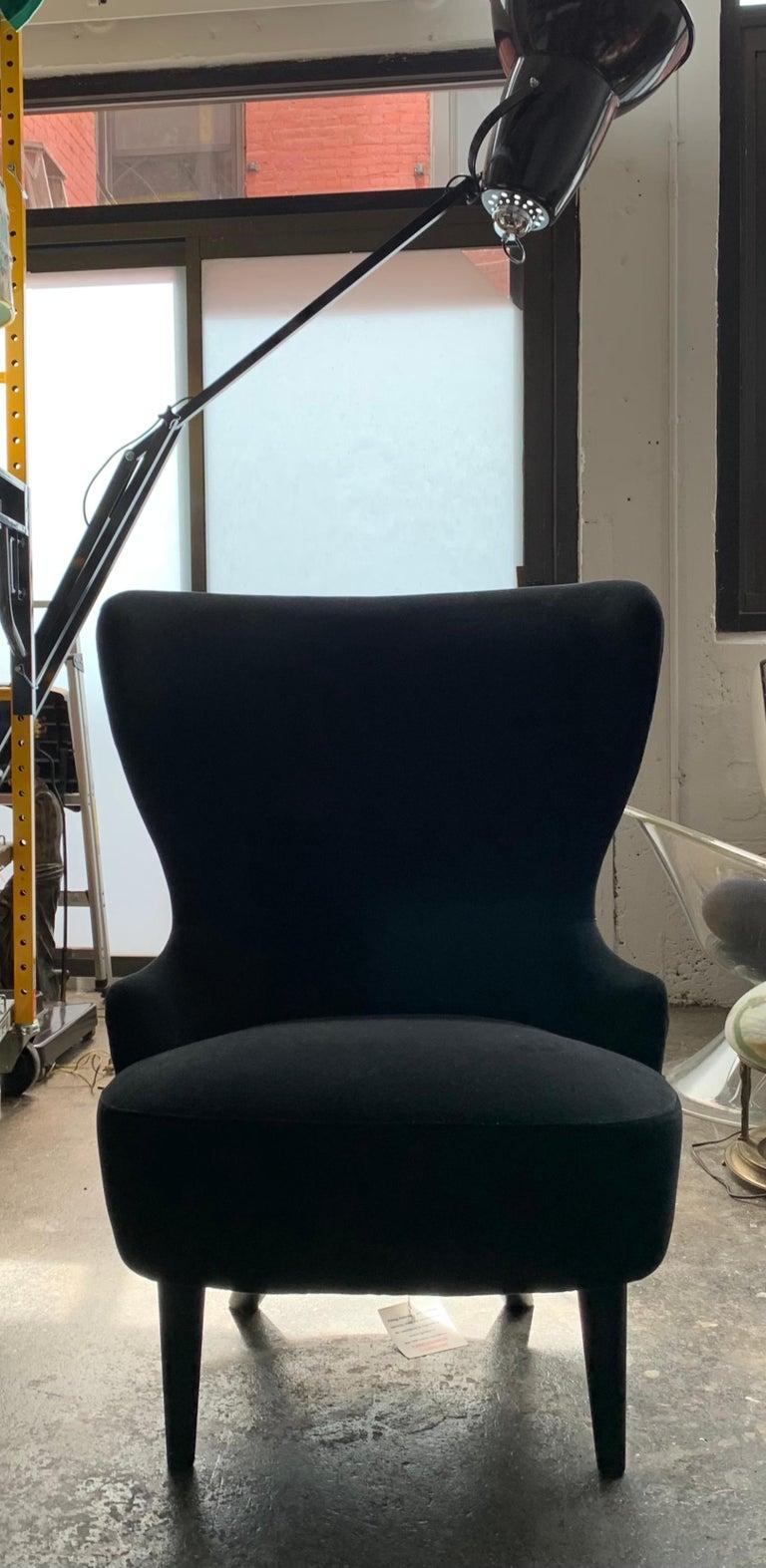 black wingback armchair