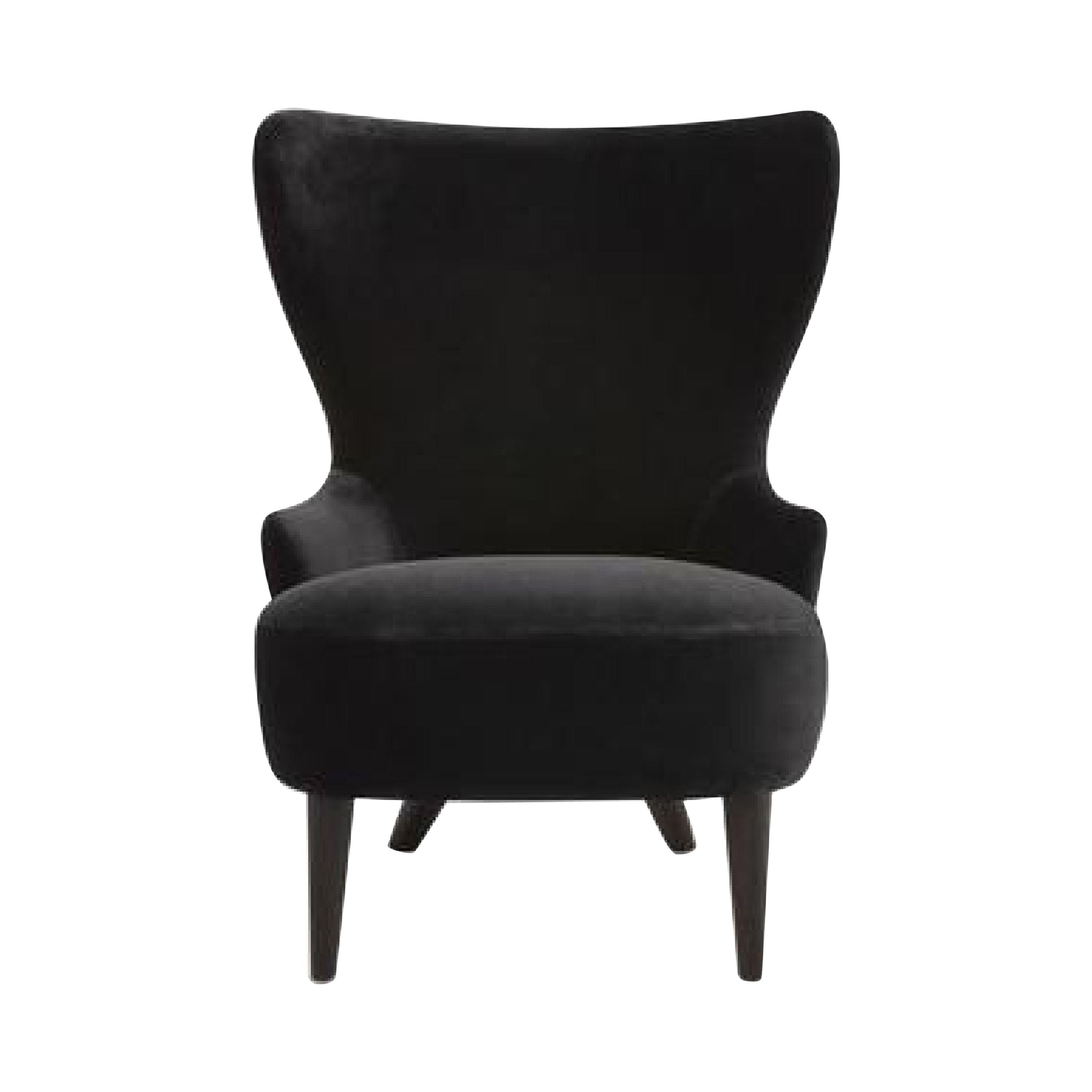 black velvet wingback chair