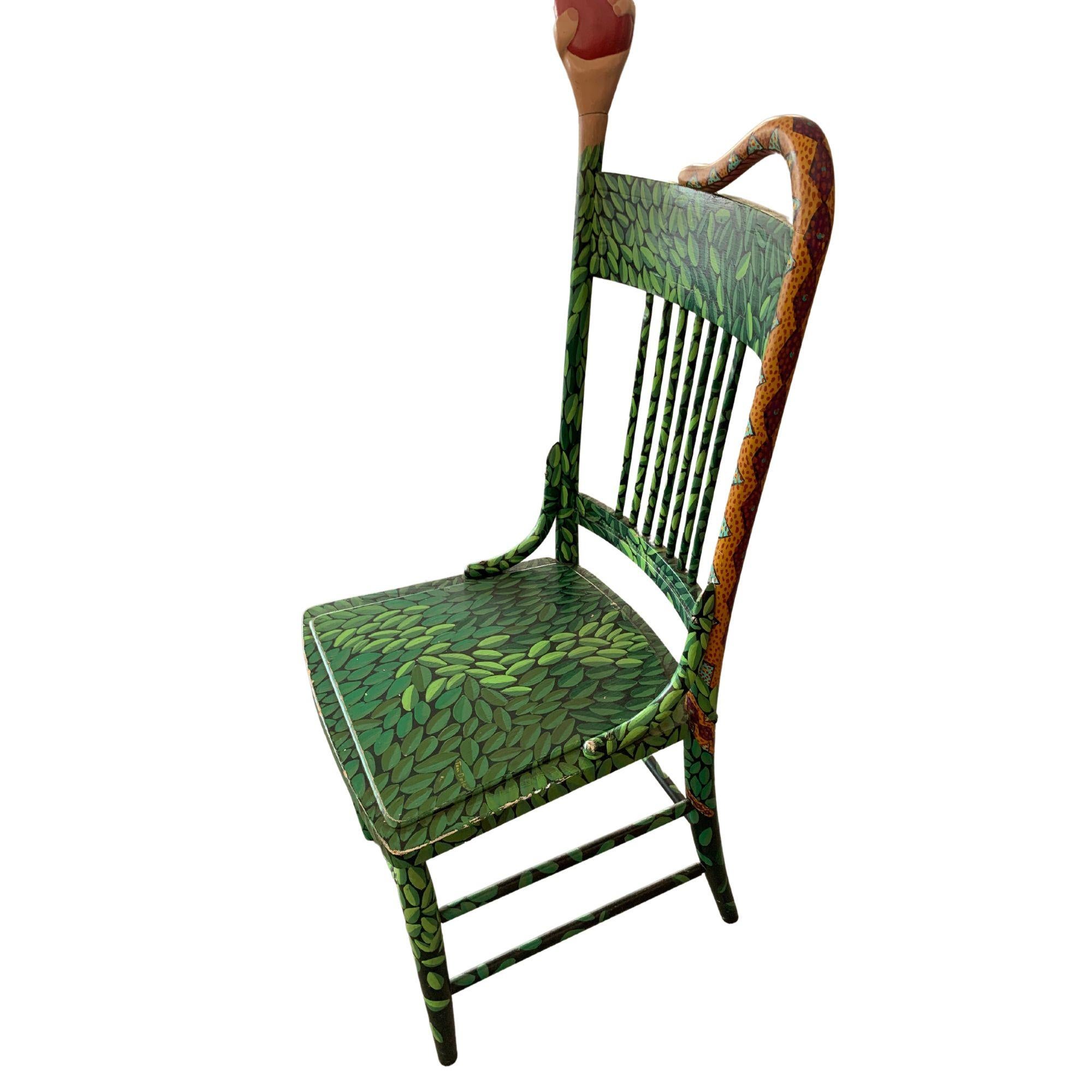 Tom Dolan Hand Painted Adam and Eve Folk Chair