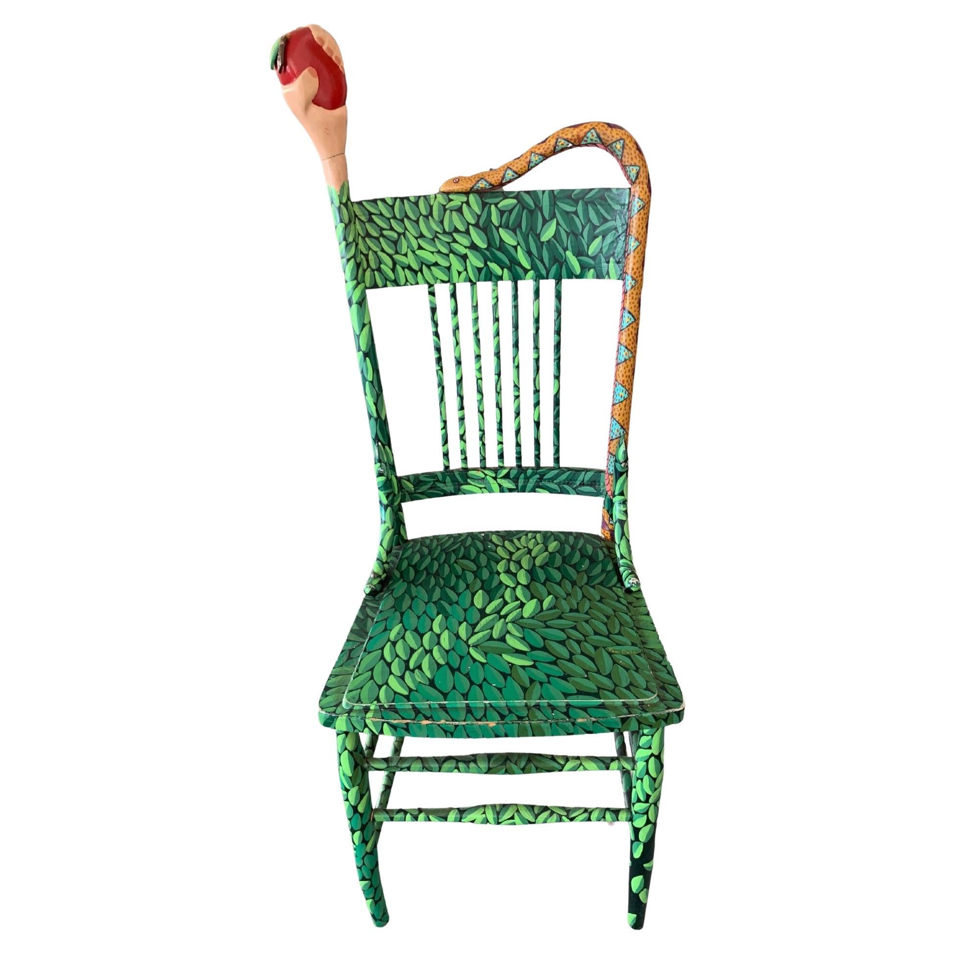 Tom Dolan Painted Adam and Eve Inspired Chair For Sale