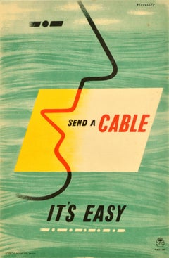 Original Vintage General Post Office Advertising Poster Send A Cable Eckersley