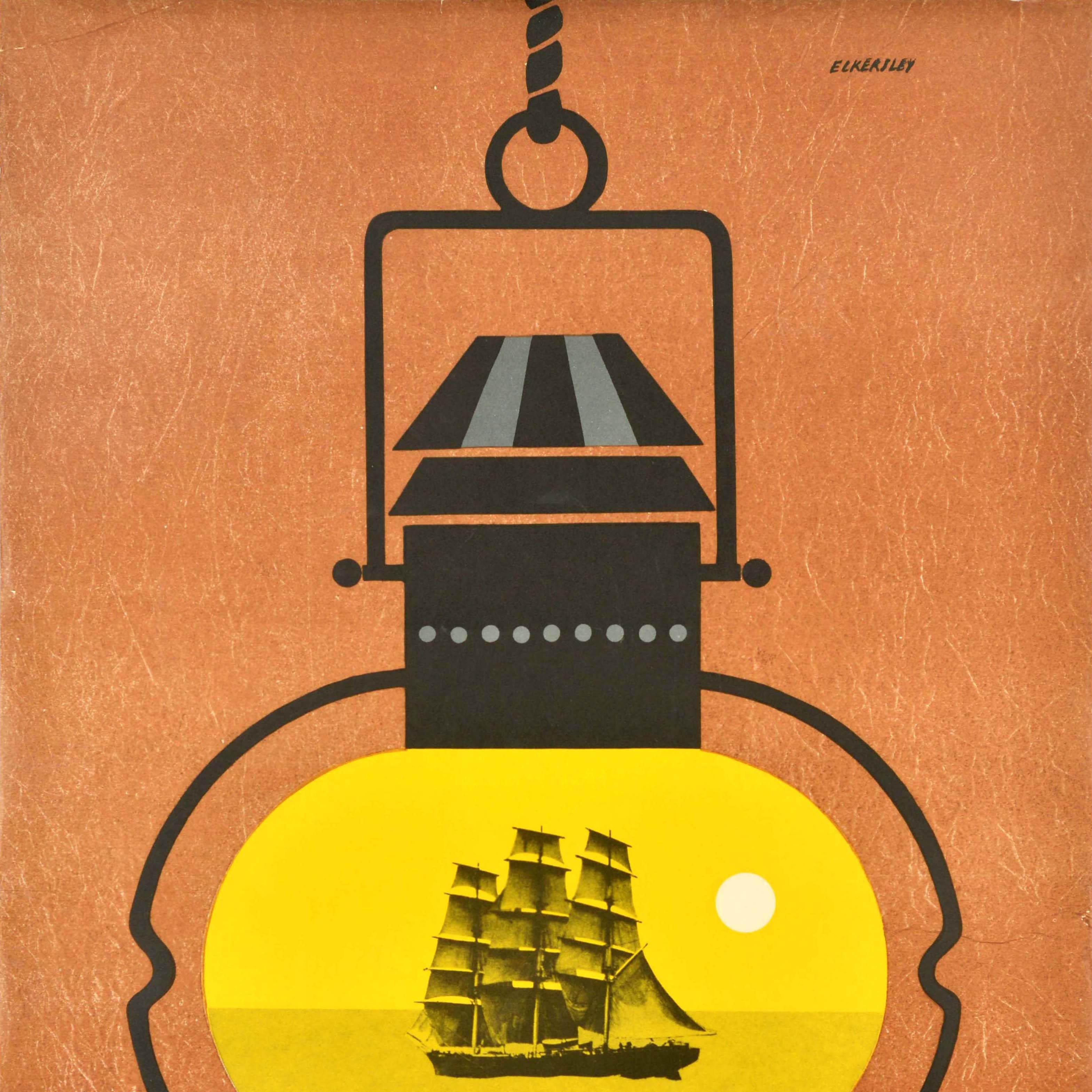 Original Vintage Travel Poster Cutty Sark Clipper Ship London UK Tom Eckersley For Sale 2