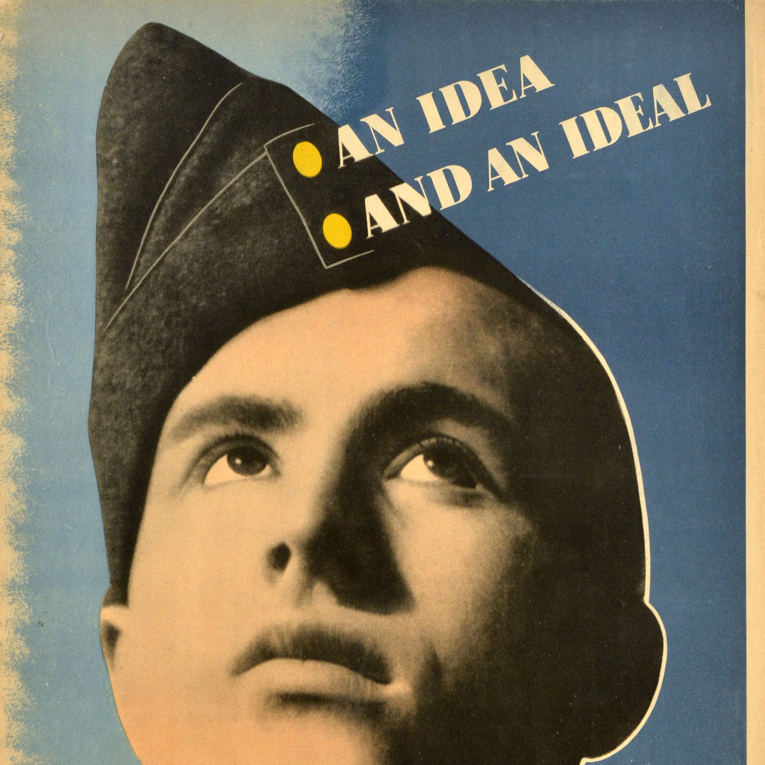 Original Vintage WWII Rekrutierungsplakat Propaganda-Poster Idea And An Ideal Air Force, Original (Braun), Print, von Tom Eckersley