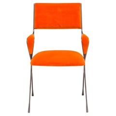 Tom Faulkner Orange Velvet Vienna Carver Dining Chair