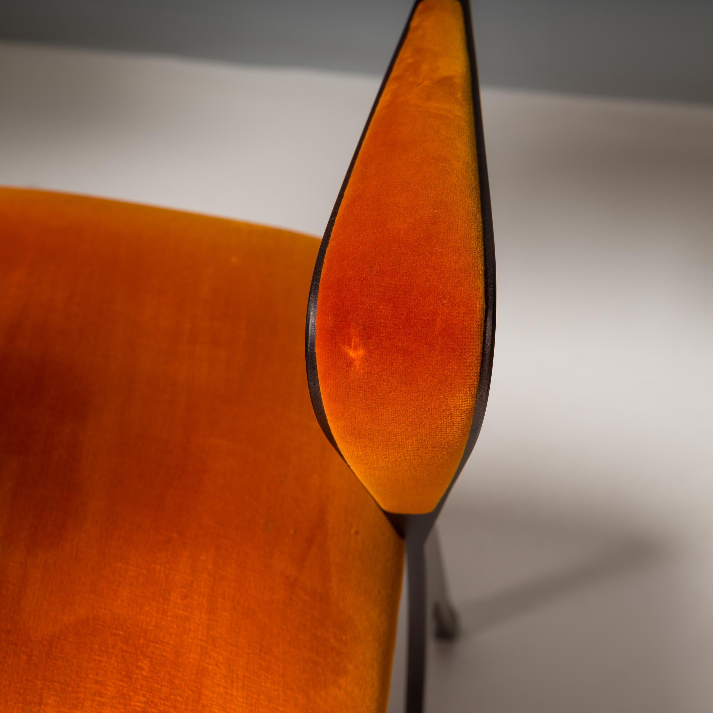 Tom Faulkner Orange Velvet Vienna Carver Dining Chairs, Set of 10 3