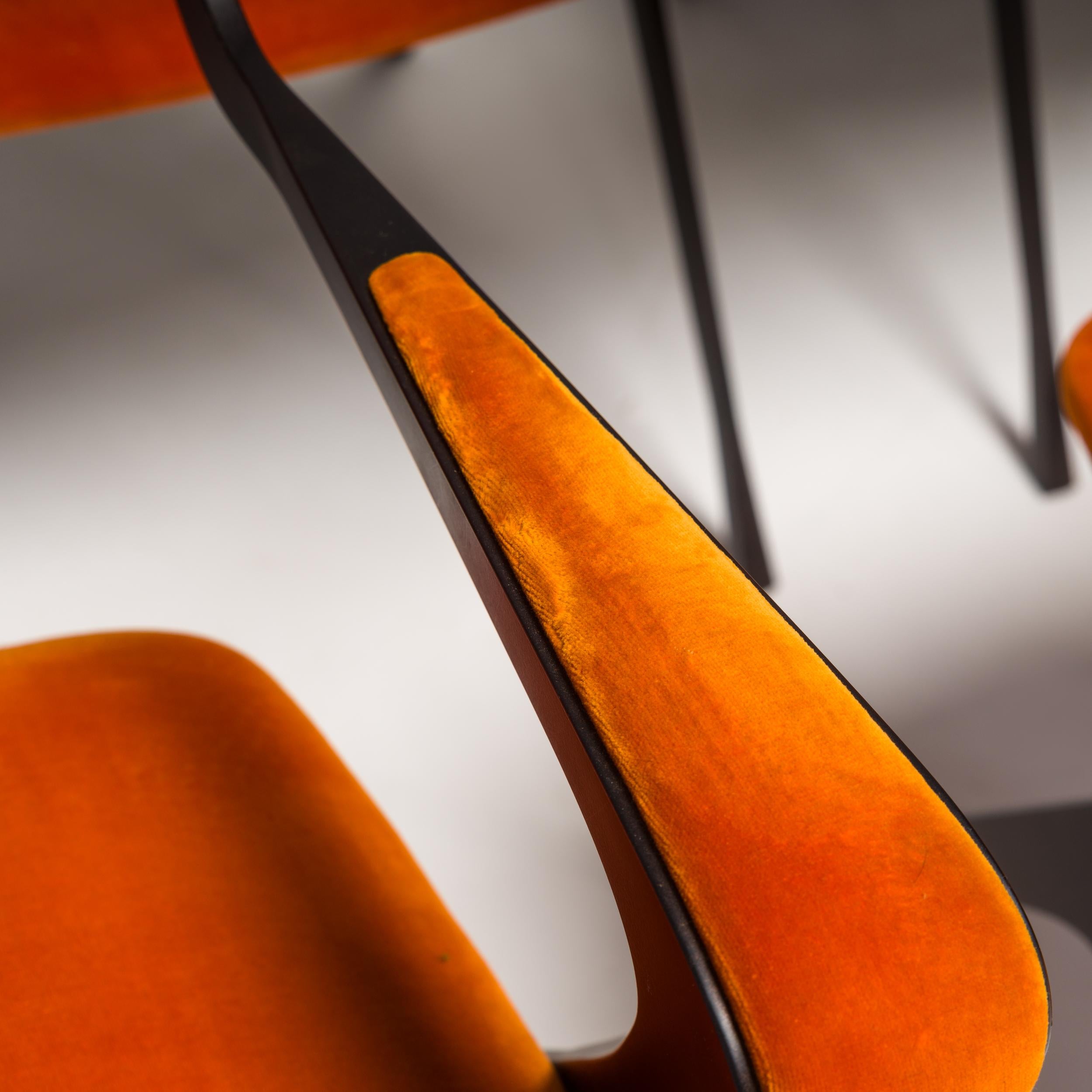 Tom Faulkner Orange Velvet Vienna Carver Dining Chairs, Set of 10 4