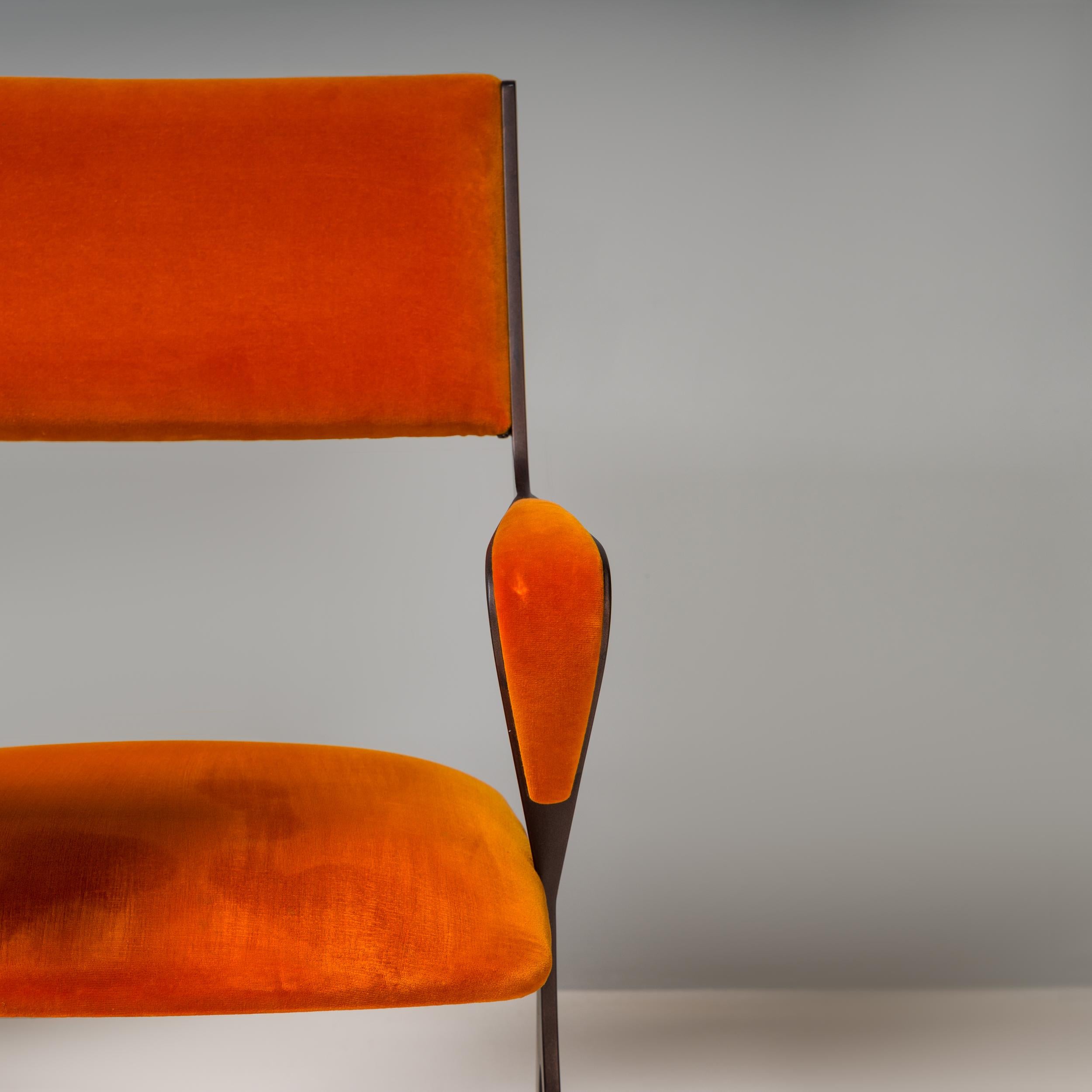 Tom Faulkner Orange Velvet Vienna Carver Dining Chairs, Set of 10 6