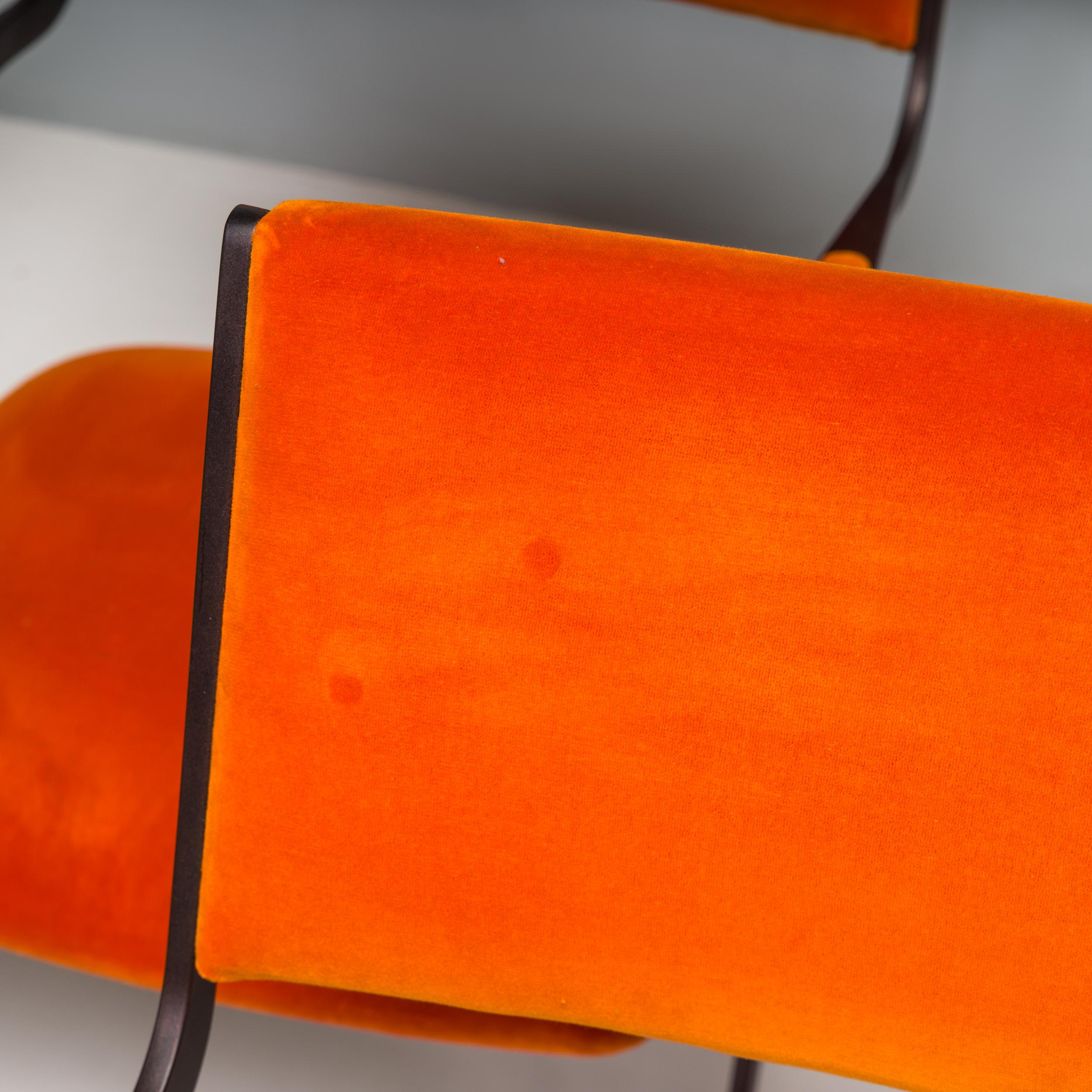 Tom Faulkner Orange Velvet Vienna Carver Dining Chairs, Set of 10 1