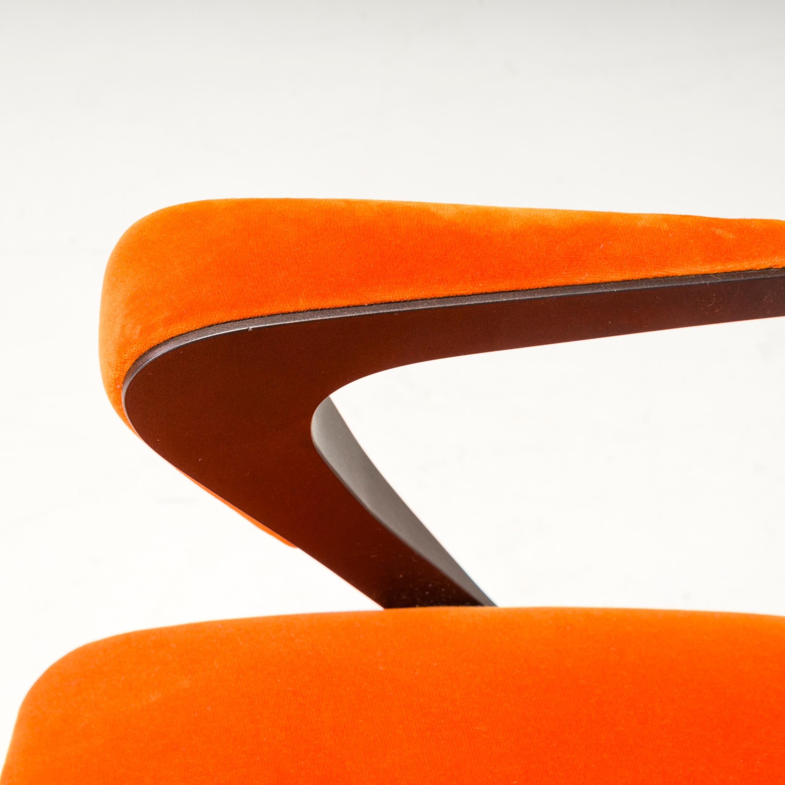 Tom Faulkner Orange Velvet Vienna Carver Dining Chairs, Set of 4 For Sale 5