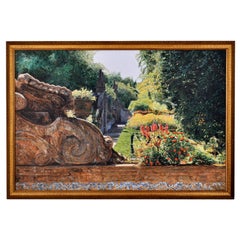 Pittura paesaggistica "Jardim Bischainhos" dell'artista del Pacific Nothwest Tom Fawkes