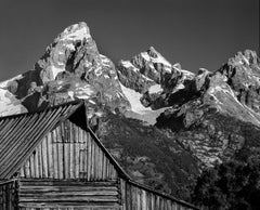 Moulton Barn and Tetons (Black and White)