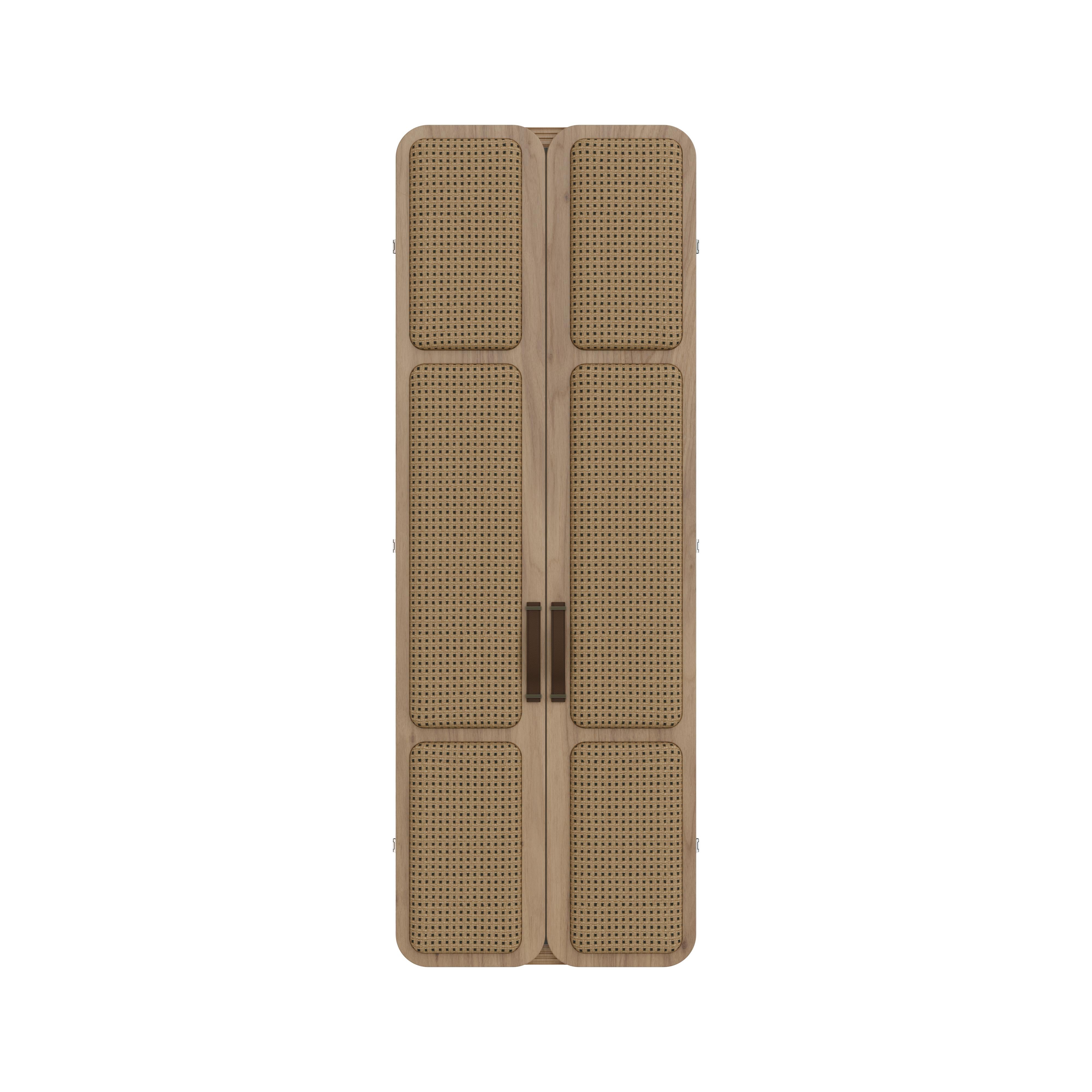 Tom Folding Mirror Nussbaum Holz Rattan Made in Portugal von Wood Tailors Club im Angebot 8