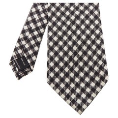 TOM FORD 100% silk black white checkered weave dress tie