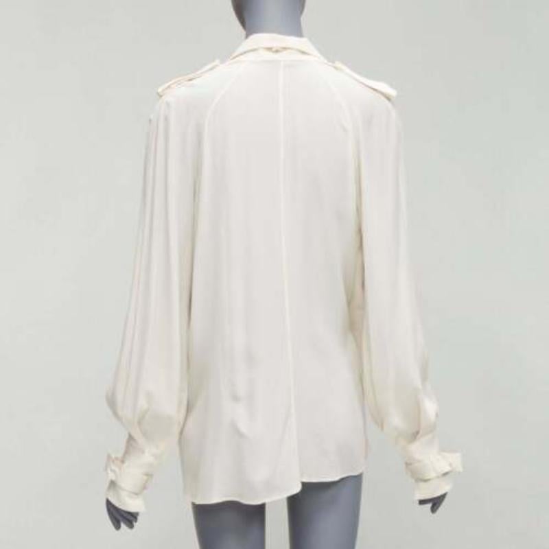 Women's TOM FORD 100% silk ivory trench detail light flowy jacket IT42 M For Sale