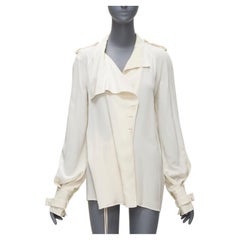 Tom Ford, 100% seta, giacca trench avorio con dettagli leggeri e fluidi IT42 M.