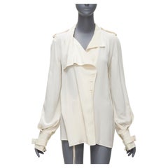 Tom Ford, 100% seta, giacca trench avorio con dettagli leggeri e fluidi IT42 M.