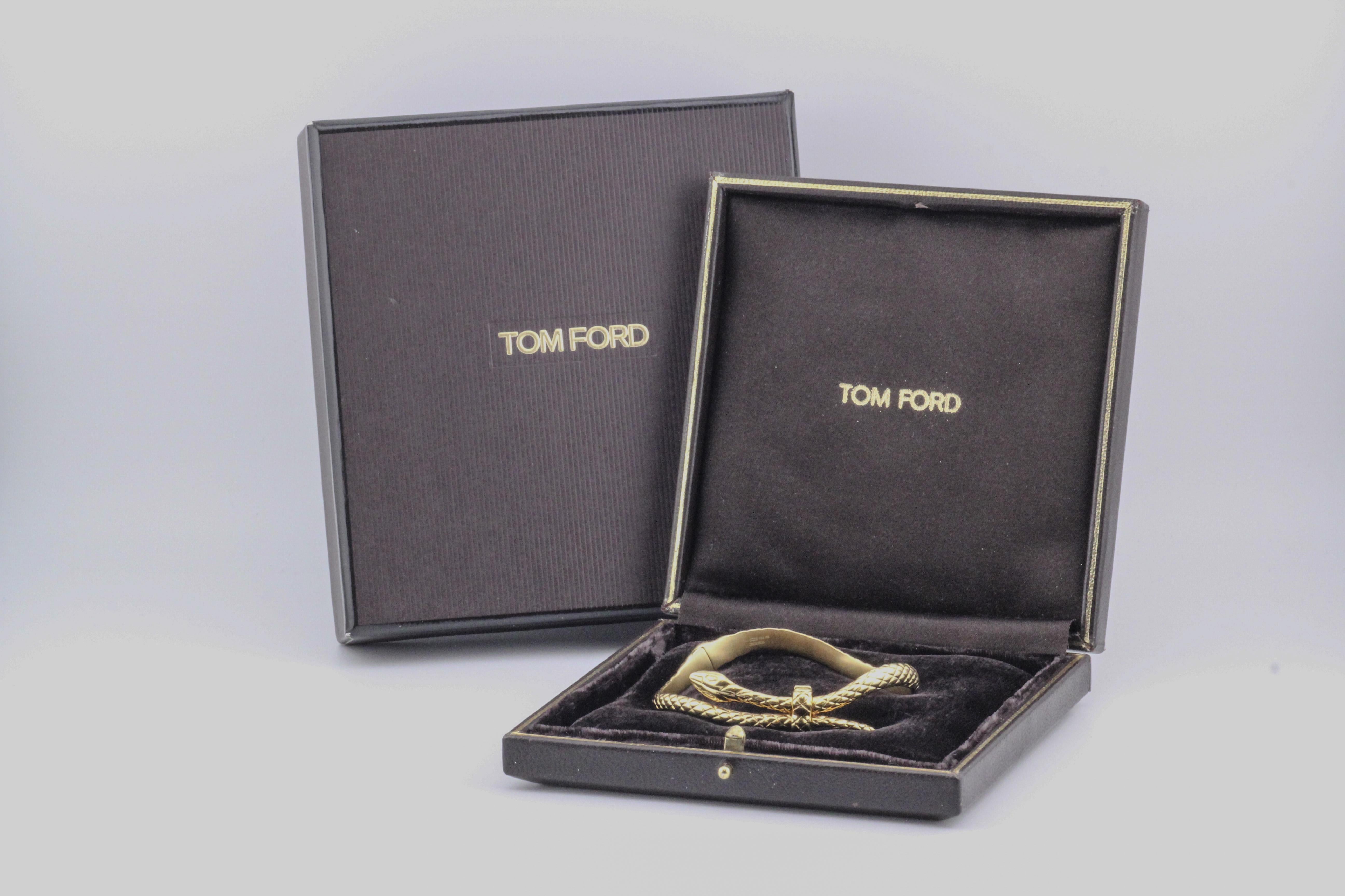 Tom Ford 18k Yellow Gold Snake Bangle Bracelet 2