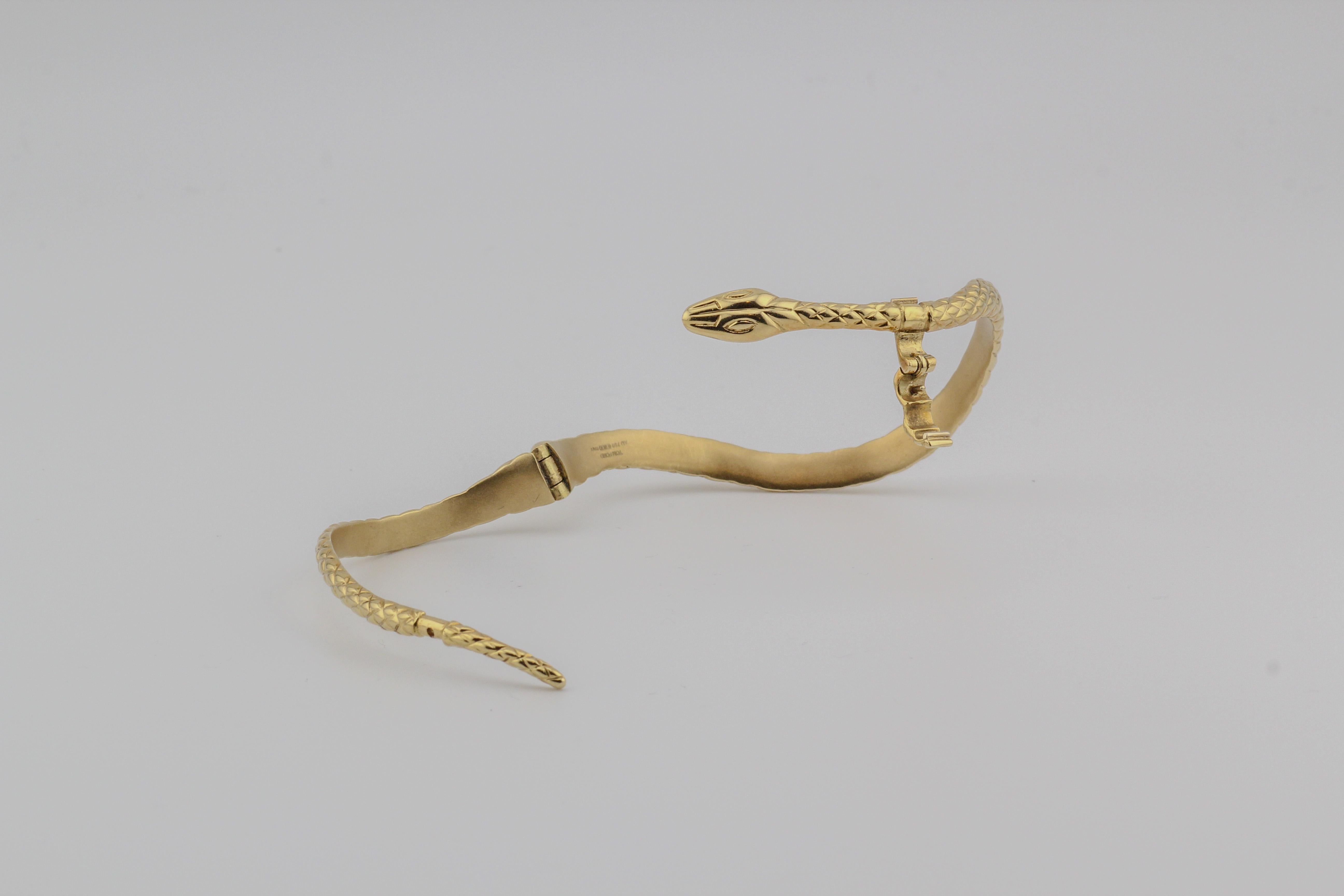 Contemporary Tom Ford 18k Yellow Gold Snake Bangle Bracelet