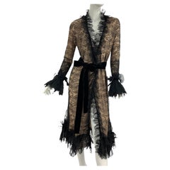 Collection 1st de Tom Ford, A/H 2011  Robe enveloppante sexy en velours et dentelle noire Italian 40