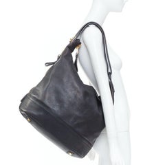 TOM FORD 2014 Jennifer oversized chunky gold zip black leather hobo bag pouch