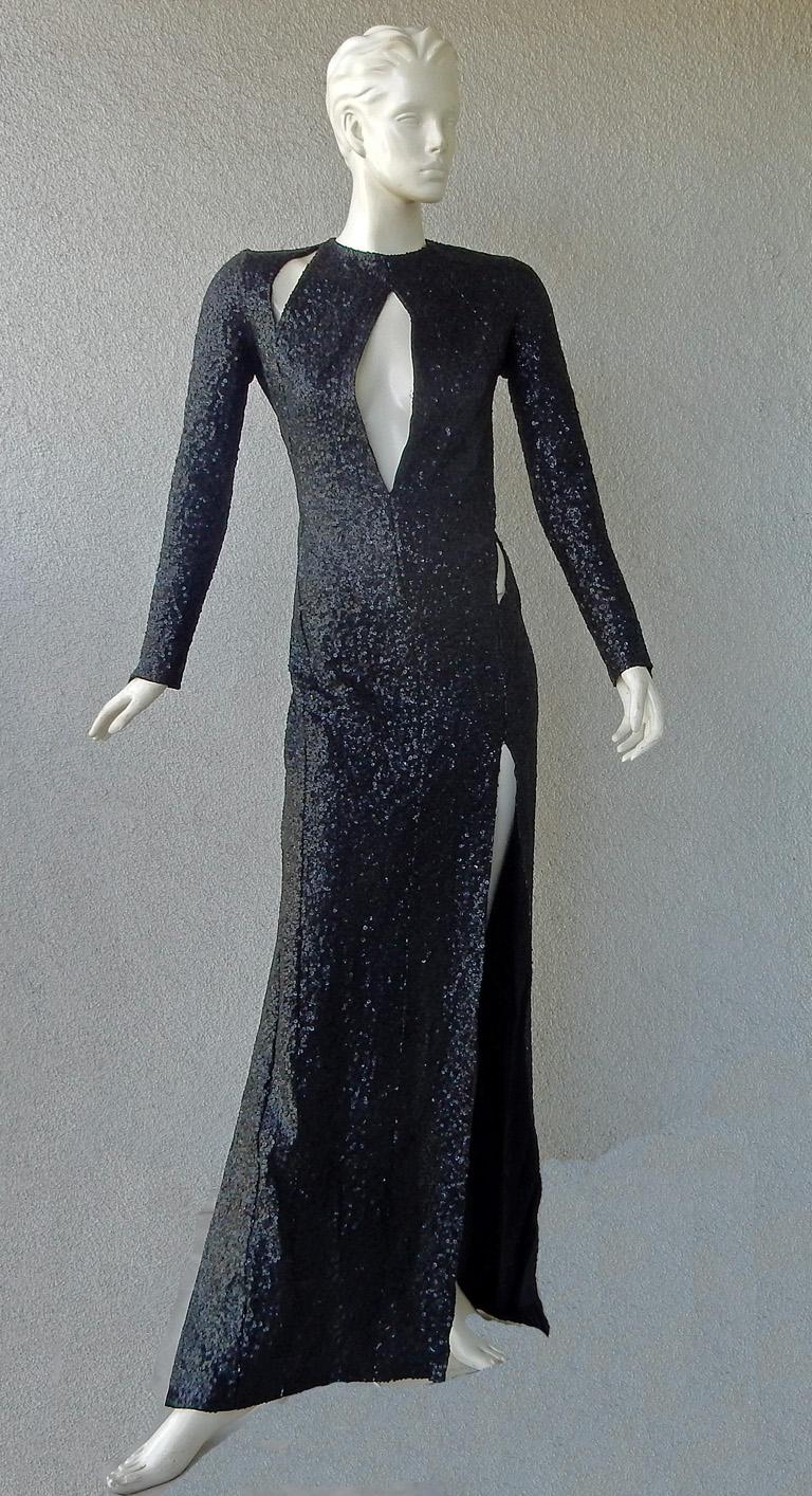 Tom Ford $21.5K Sexy Sleek Black Sequin Gown  Nwt In New Condition For Sale In Los Angeles, CA