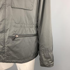 TOM FORD 46 Gray Polyester / Nylon High Collar Epaulettes Zip & Snaps Jacket